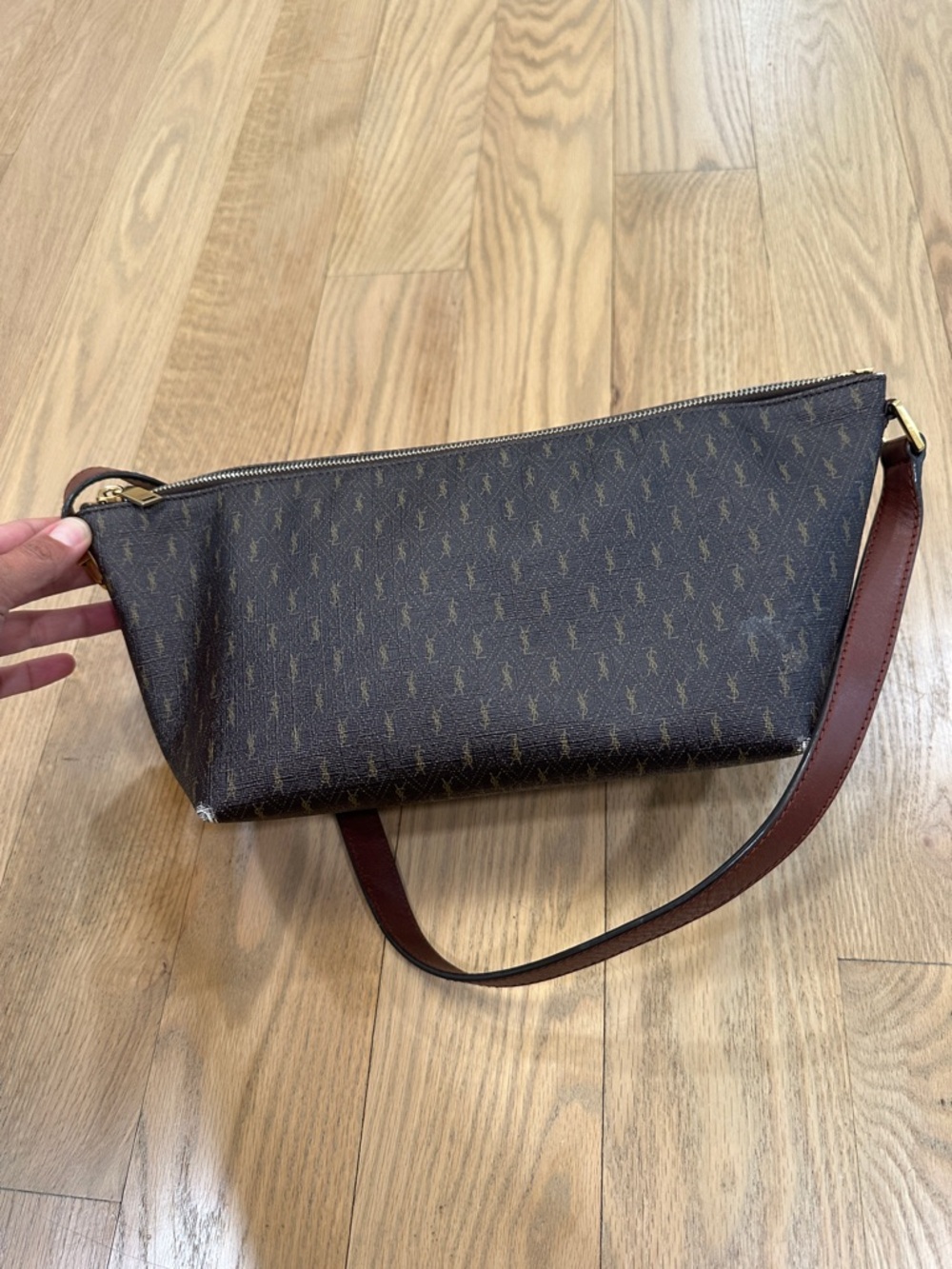 Yves Saint Laurent Brown Monogram Belt Bag with Gold Hardware